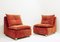 Mid-Century Italian Orange Velvet Fabric Fireside Chairs, 1970s, Set of 2 2