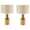 Italian Table Lamps in Gold and Stoneware Ceramic by Bitossi, 1970s, Set of 2 1