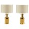 Italian Table Lamps in Gold and Stoneware Ceramic by Bitossi, 1970s, Set of 2, Image 1