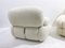 Mid-Century Modern Italian White Bouclette Fabric Armchairs, 1970s, Set of 2 3