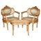 Antique Napoleon III Bergere Armchairs and Matching Table, 1890, Set of 3 1