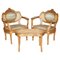 Antique Napoleon III Bergere Armchairs and Matching Table, 1890, Set of 3, Image 1