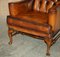 Antique Wingback Chairs in Brown Leather by William Morris, 1900, Set of 2 5