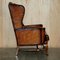 Antique Wingback Chairs in Brown Leather by William Morris, 1900, Set of 2, Image 17