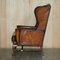 Antique Wingback Chairs in Brown Leather by William Morris, 1900, Set of 2, Image 19