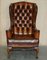 Antique Wingback Chairs in Brown Leather by William Morris, 1900, Set of 2 3