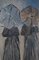 Henry Saint Clair, Normandie: Jeunes Femmes avec un Parasol sur la Plage, Huile sur Panneau, Encadrée 3