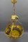 Lámpara de araña francesa Art Déco de latón con vidrio Pâte De Verre de Degué, años 30, Imagen 16