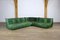 Togo Modular Sofa in Green Leather by Michel Ducaroy for Ligne Roset, 1970s, Set of 3 1