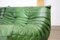 Modulares Togo Sofa aus grünem Leder von Michel Ducaroy für Ligne Roset, 1970er, 3er Set 4