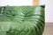 Togo Modular Sofa in Green Leather by Michel Ducaroy for Ligne Roset, 1970s, Set of 3 4