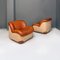 Modern Italian Leather and Fabric Armchairs and Coffee Table, 1970s, Set of 3, Image 10