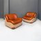 Modern Italian Leather and Fabric Armchairs and Coffee Table, 1970s, Set of 3, Image 11