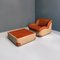 Modern Italian Leather and Fabric Armchairs and Coffee Table, 1970s, Set of 3 19