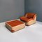 Modern Italian Leather and Fabric Armchairs and Coffee Table, 1970s, Set of 3, Image 19