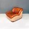 Moderne italienische Sessel aus cognacfarbenem Leder & sandfarbenem Stoff, 1970er, 2er Set 5