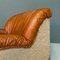 Modern Italian Cognac Leather and Sand Colored Fabric Armchairs, 1970s, Set of 2, Image 11