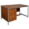 Industrial Italian Metal and Wood Desk with Drawers, 1970s 1