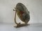 Italienischer Ovaler Spiegel aus Messing, 1960er 4
