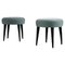 Stools in Black Lacquered Wood and Fabric by Gio Ponti, Italy, 1950s, Set of 2 1
