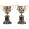 19th Century French Grand Tour Silvered Bronze Pedestal Urns, Set of 2 1