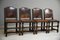 Cromwellian Style Dining Chairs in Leather, Set of 4, Image 6