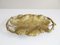 Large Brass Bowl with Leaf Decor, 1970s, Image 3