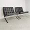 Barcelona Lounge Chairs in Black Leather by Ludwig Mies van der Rohe for Knoll, 1970s, Set of 2 2
