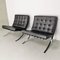 Barcelona Lounge Chairs in Black Leather by Ludwig Mies van der Rohe for Knoll, 1970s, Set of 2 3