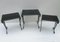 French Black Glass Nesting Tables in Wrought Iron, 1940s, Set of 3 5