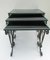 French Black Glass Nesting Tables in Wrought Iron, 1940s, Set of 3 4