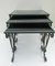 French Black Glass Nesting Tables in Wrought Iron, 1940s, Set of 3, Image 4