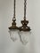 Antique Edwardian Ornate Brass and Cut Glass Pendant Lights, Set of 2 4