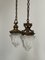 Antique Edwardian Ornate Brass and Cut Glass Pendant Lights, Set of 2, Image 4