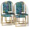 Mid-Century Hollywood Regency Dining Chairs with Brass Frame, Set of 4, Image 5