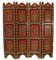 Vintage Double-Sided Hand Painted Room Divider in Teak, 1980s 1