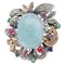 Anello in oro rosa e argento con acquamarina, smeraldi, rubini, zaffiri e diamanti, anni '70, Immagine 1