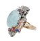 Rose Gold and Silver Ring with Aquamarine, Emeralds, Rubies, Sapphires & Diamonds, 1970s 2