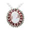 Rose Gold and Silver Pendant Necklace with Cameo, Garnets, Emeralds, Diamonds, Pearls, 1960s 1