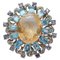 Ring aus Roségold und Silber mit gelben und blauen Topasen, Tansanit & Diamanten, 1960er 1