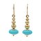 18 Karat Yellow Gold Earrings with Turquoise, 1970s, Set of 2 1
