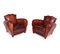 French Leather Moustache Back Club Chairs, 1930s, Set of 2 2