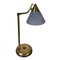 Blue Glass Shade Brass Table Lamp, 1950s, Image 1