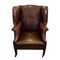 Early 20th Century English Leather Wing Chair, Image 1