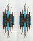 Italian Hammered Glass and Gilt Wrought Iron Sconces from Longobard, 1970s, Set of 2 1