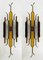 Italian Hammered Glass and Gilt Wrought Iron Sconces from Longobard, 1970s, Set of 2 1
