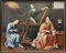 Artista della scuola coloniale, Sacra famiglia nella bottega di Nazareth, XIX secolo, olio su tela, Immagine 1
