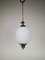 Lampada da soffitto in vetro opalino bianco e ottone, anni '50, Immagine 3