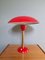 Large Red Table Lamp in Brass and Lacquered Metal, 1950s 7