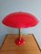 Large Red Table Lamp in Brass and Lacquered Metal, 1950s 3